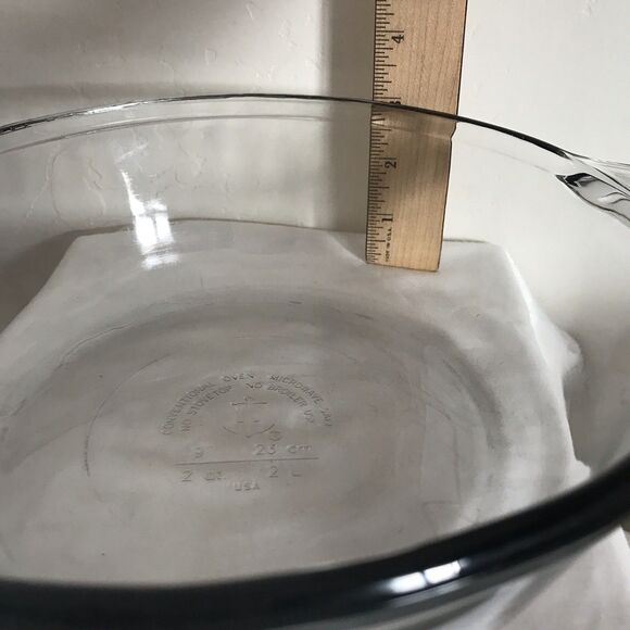 Anchor Hocking VTG 2 qt 2L 9" Casserole Clear Glass Baking Dish handles No Lid - Picture 7 of 7